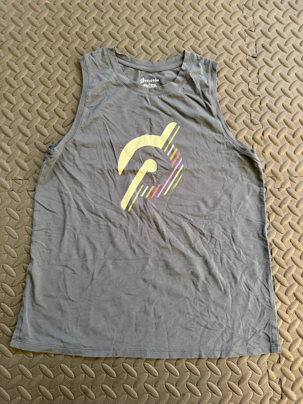 Peloton Grey/Blue Crewneck Tank with Logo